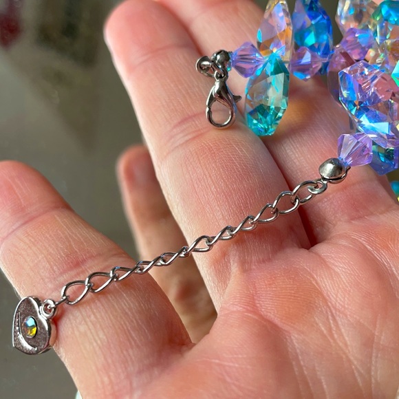 Aurora Borealis crystal pink blue white bracelet - Picture 6 of 6